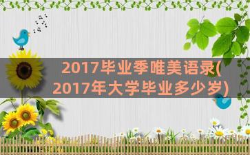 2017毕业季唯美语录(2017年大学毕业多少岁)