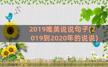 2019唯美说说句子(2019到2020年的说说)