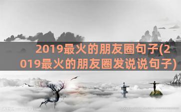 2019最火的朋友圈句子(2019最火的朋友圈发说说句子)