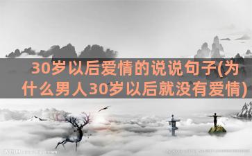 30岁以后爱情的说说句子(为什么男人30岁以后就没有爱情)