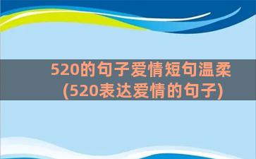 520的句子爱情短句温柔(520表达爱情的句子)