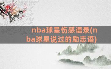 nba球星伤感语录(nba球星说过的励志语)