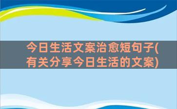 今日生活文案治愈短句子(有关分享今日生活的文案)