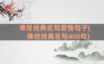 佛经经典名句爱情句子(佛经经典名句400句)