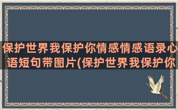 保护世界我保护你情感情感语录心语短句带图片(保护世界我保护你下一句)