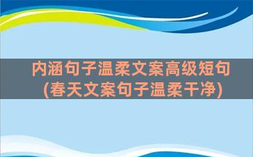 内涵句子温柔文案高级短句(春天文案句子温柔干净)