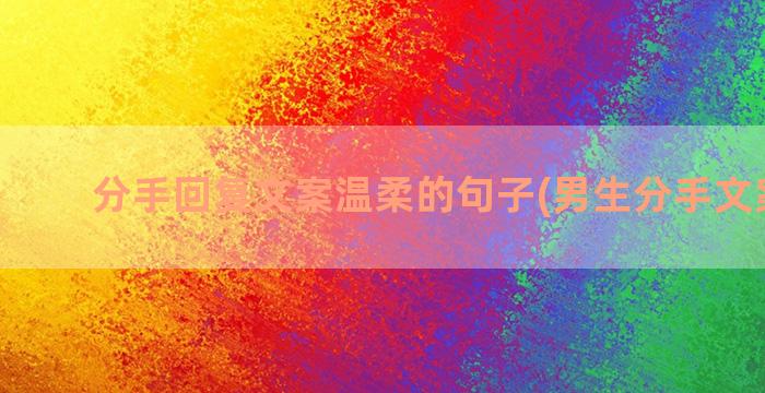 分手回复文案温柔的句子(男生分手文案温柔)