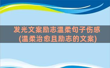 发光文案励志温柔句子伤感(温柔治愈且励志的文案)