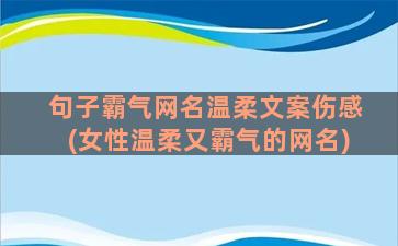 句子霸气网名温柔文案伤感(女性温柔又霸气的网名)