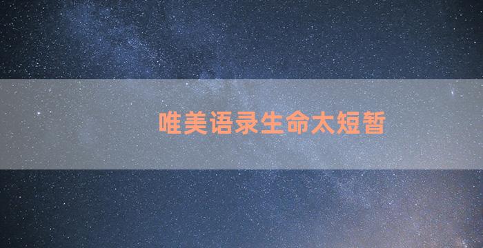 唯美语录生命太短暂