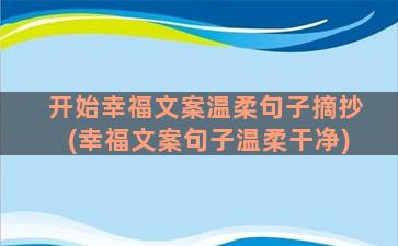 开始幸福文案温柔句子摘抄(幸福文案句子温柔干净)