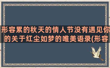 形容累的秋天的情人节没有遇见你的关于红尘如梦的唯美语录(形容秋天累的句子)