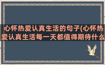 心怀热爱认真生活的句子(心怀热爱认真生活每一天都值得期待什么意思)