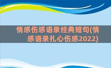 情感伤感语录经典短句(情感语录扎心伤感2022)