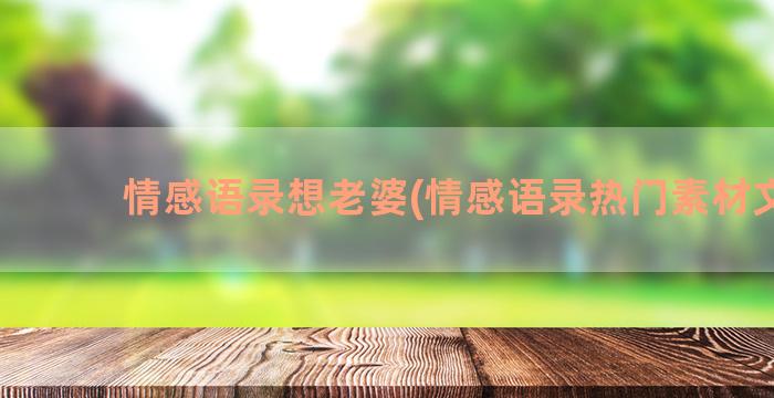 情感语录想老婆(情感语录热门素材文案)