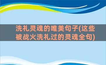 洗礼灵魂的唯美句子(这些被战火洗礼过的灵魂全句)