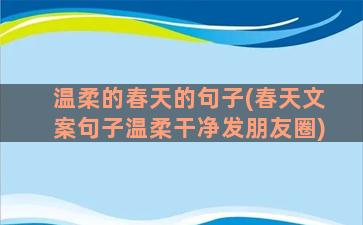 温柔的春天的句子(春天文案句子温柔干净发朋友圈)