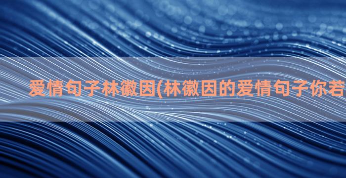 爱情句子林徽因(林徽因的爱情句子你若拥我入怀)