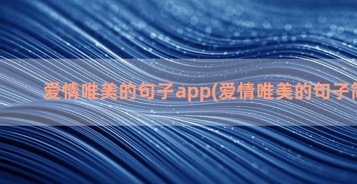 爱情唯美的句子app(爱情唯美的句子简短短句)