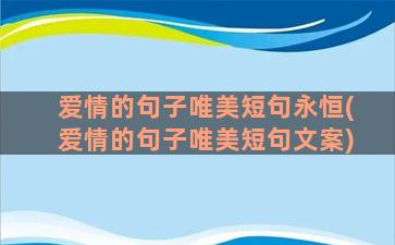 爱情的句子唯美短句永恒(爱情的句子唯美短句文案)