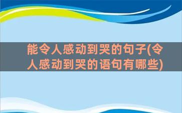 能令人感动到哭的句子(令人感动到哭的语句有哪些)