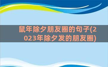 鼠年除夕朋友圈的句子(2023年除夕发的朋友圈)